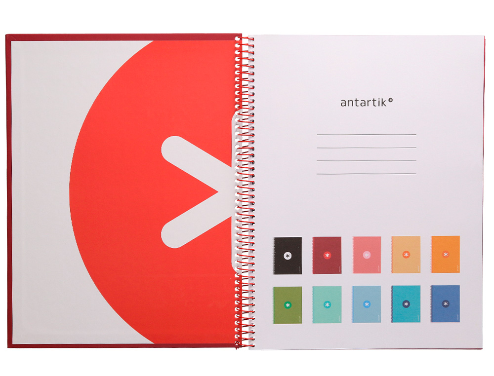 CUADERNO ESPIRAL A4 MICRO ANTARTIK TAPA FORRADA 80H 90 GR CUADRO 5MM 1 BANDA 4 TALADROS FRAMBUESA