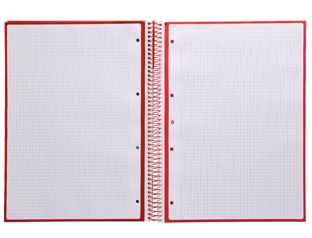CUADERNO ESPIRAL A4 MICRO ANTARTIK TAPA FORRADA 80H 90 GR CUADRO 5MM 1 BANDA 4 TALADROS FRAMBUESA