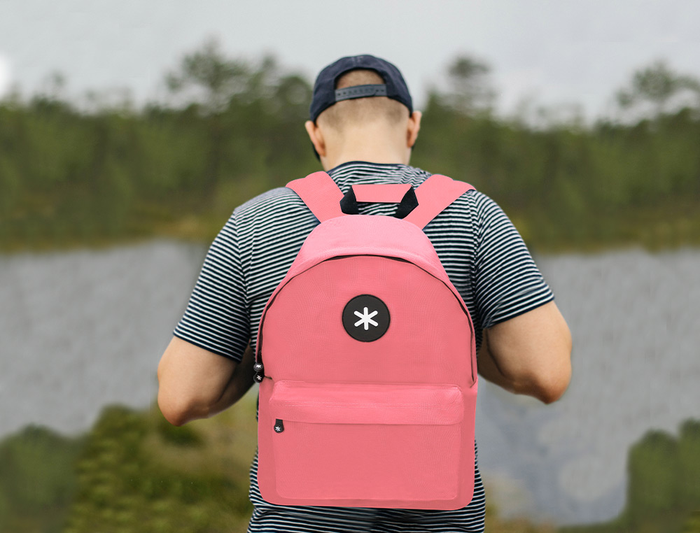 MOCHILA ANTARTIK CON ASA Y BOLSILLOS CON CREMALLERA COLOR CORAL 310X160X410 MM