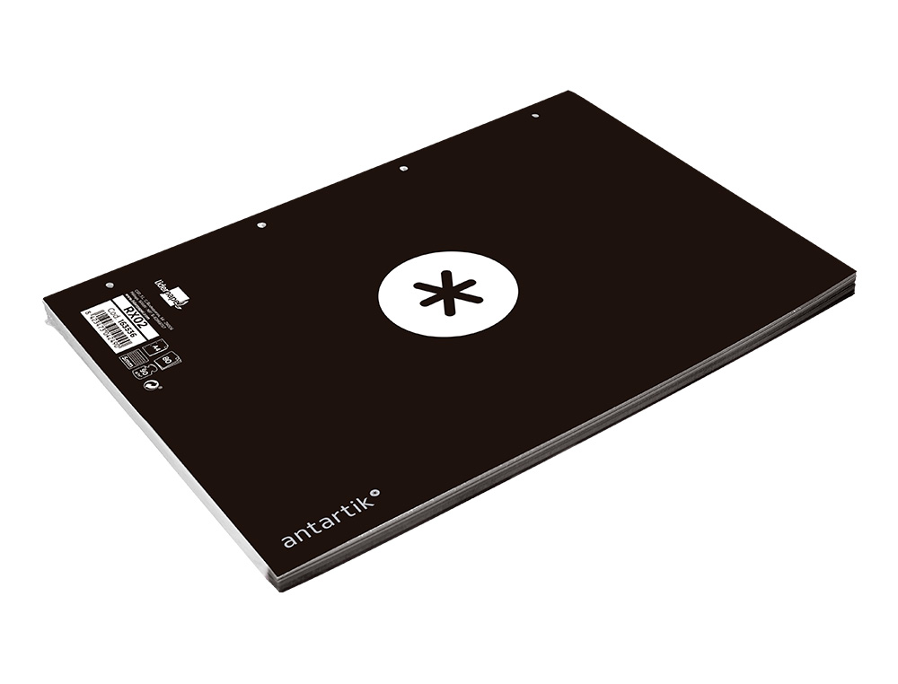 RECAMBIO A4 ANTARTIK 80 HOJAS 90G/M2 CUADRO 5 MM 4 TALADROS 1 BANDA MARCO COLOR NEGRO