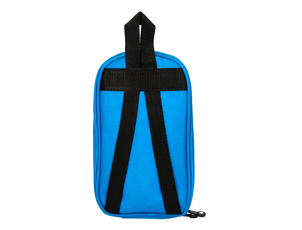 ESTUCHE PORTATODO ANTARTIK FORMA DE MOCHILA CON BOLSILLO Y 4 DEPARTAMENTOS COLOR AZUL 230X50X120 MM