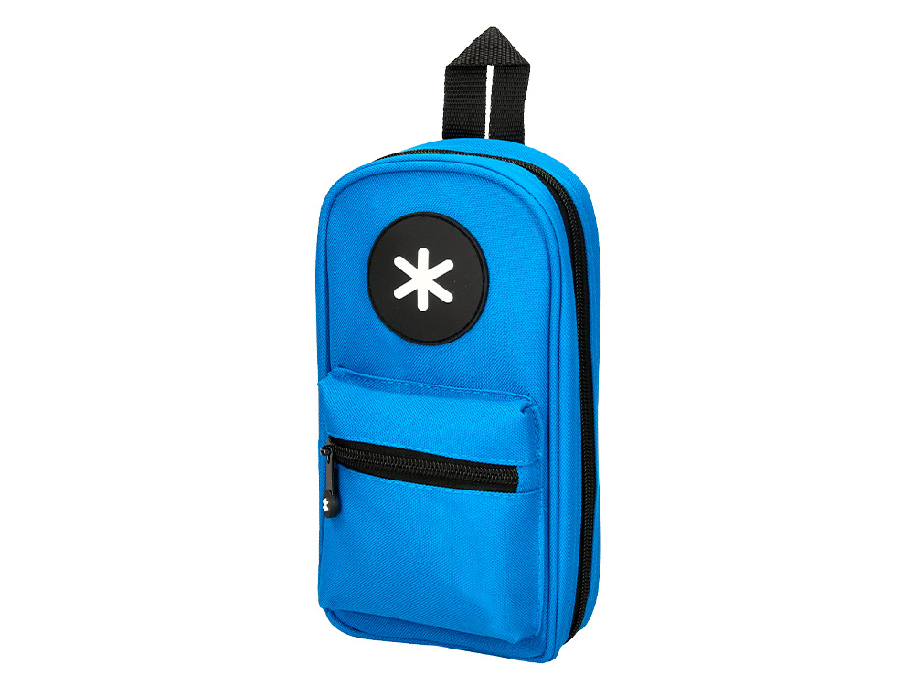 ESTUCHE PORTATODO ANTARTIK FORMA DE MOCHILA CON BOLSILLO Y 4 DEPARTAMENTOS COLOR AZUL 230X50X120 MM