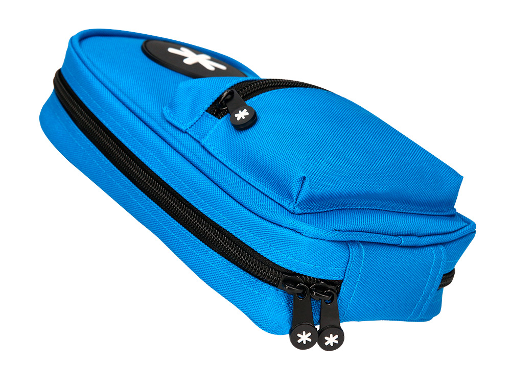 ESTUCHE PORTATODO ANTARTIK FORMA DE MOCHILA CON BOLSILLO Y 4 DEPARTAMENTOS COLOR AZUL 230X50X120 MM