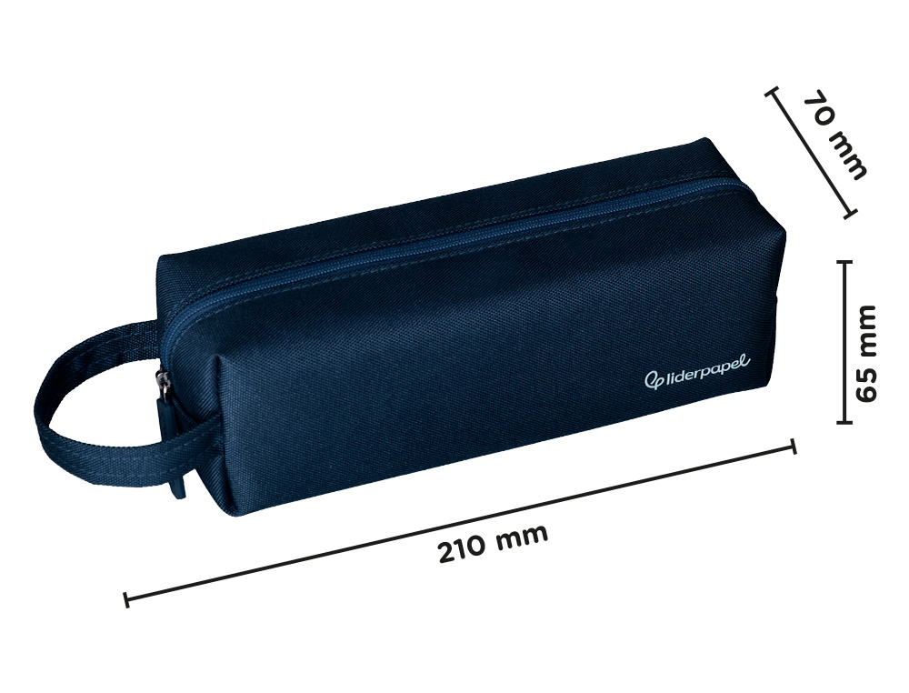 ESTUCHE PORTATODO LIDERPAPEL CLASSIC RECTANGULAR CON ASA 210X70MM AZUL MARINO