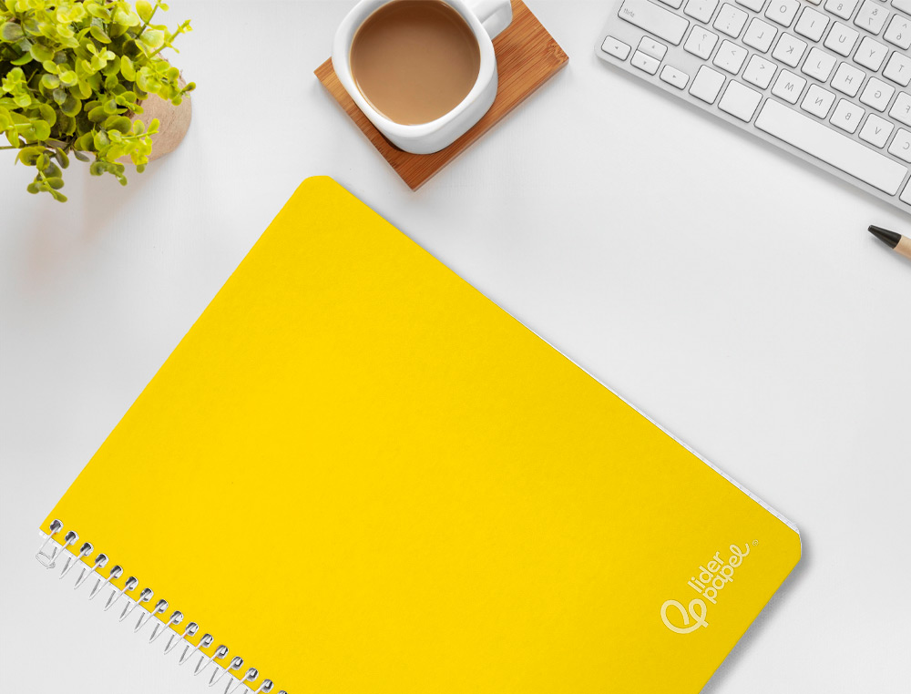 CUADERNO ESPIRAL LIDERPAPEL A4 WITTY TAPA DURA 80H 90GR PAUTA 3,5MM CON MARGEN COLOR AMARILLO