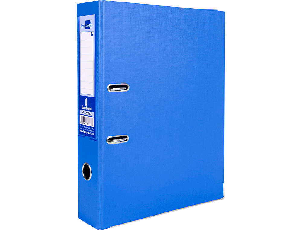 ARCHIVADOR DE PALANCA LIDERPAPEL FOLIO DOCUMENTA FORRADO PVC CON RADO LOMO 75MM AZUL COMPRESOR METALICO