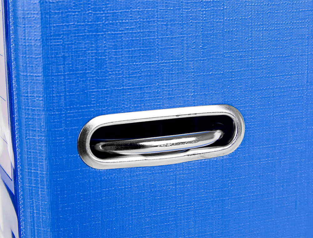 ARCHIVADOR DE PALANCA LIDERPAPEL FOLIO DOCUMENTA FORRADO PVC CON RADO LOMO 75MM AZUL COMPRESOR METALICO