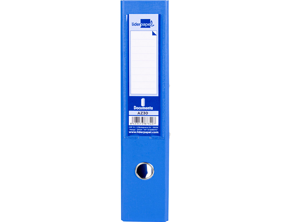 ARCHIVADOR DE PALANCA LIDERPAPEL FOLIO DOCUMENTA FORRADO PVC CON RADO LOMO 75MM AZUL COMPRESOR METALICO