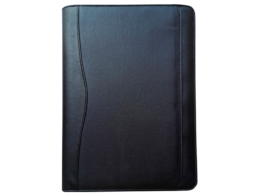 CARPETA PORTAFOLIOS Q-CONNECT CREMALLERA SIN ANILLAS CON CALCULADORA Y BOLSA PARA MOVIL COLOR NEGRO 260X355 MM