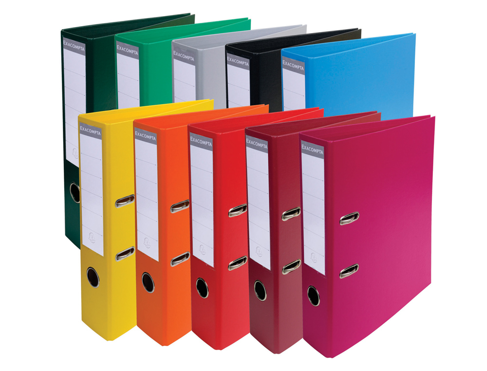 ARCHIVADOR DE PALANCA EXACOMPTA CARTON FORRADO PVC DIN A4 COLORES SURTIDOS LOMO 70 MM CON COMPRESOR