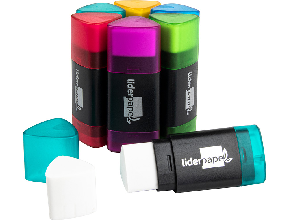 REPUESTO GOMA LIDERPAPEL TRIANGULAR CON SACAPUNTAS BLISTER DE 2 UNIDADES