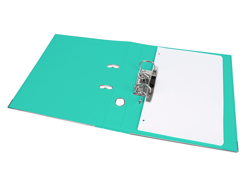 ARCHIVADOR DE PALANCA LIDERPAPEL A4 DOCUMENTA FORRADO PVC CON RADO LOMO 52 MM VERDE CLARO COMPRESOR