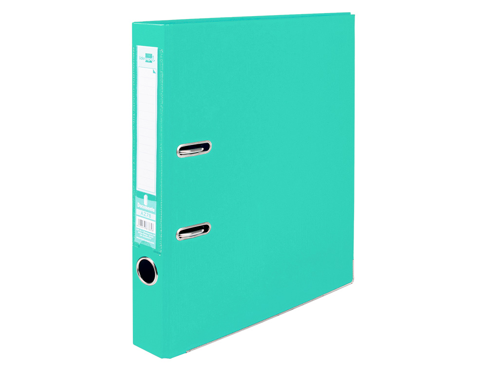 ARCHIVADOR DE PALANCA LIDERPAPEL A4 DOCUMENTA FORRADO PVC CON RADO LOMO 52 MM VERDE CLARO COMPRESOR