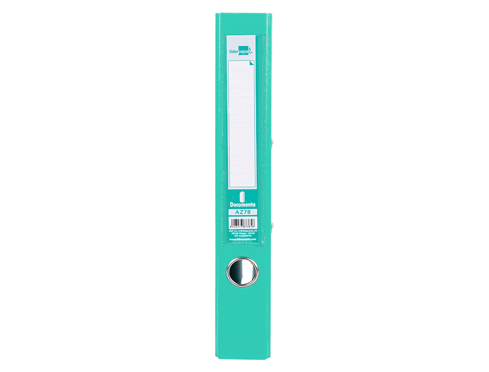 ARCHIVADOR DE PALANCA LIDERPAPEL A4 DOCUMENTA FORRADO PVC CON RADO LOMO 52 MM VERDE CLARO COMPRESOR