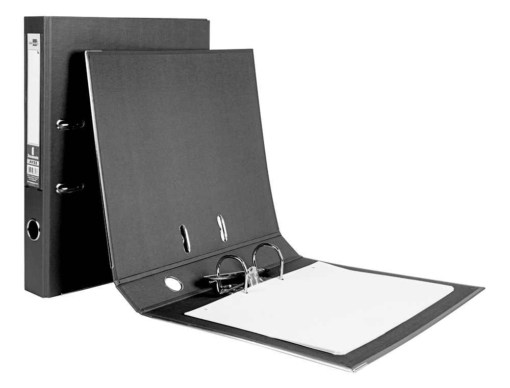 ARCHIVADOR DE PALANCA LIDERPAPEL FOLIO DOCUMENTA FORRADO PVC CON RADO LOMO 52 MM NEGRO COMPRESOR METALICO