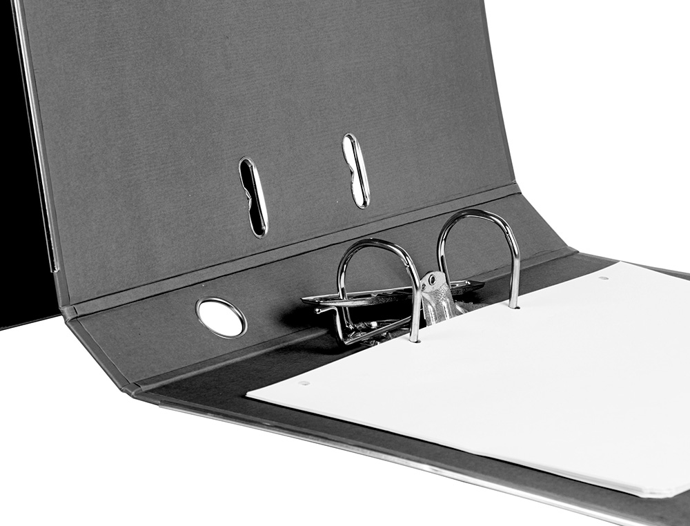 ARCHIVADOR DE PALANCA LIDERPAPEL FOLIO DOCUMENTA FORRADO PVC CON RADO LOMO 52 MM NEGRO COMPRESOR METALICO