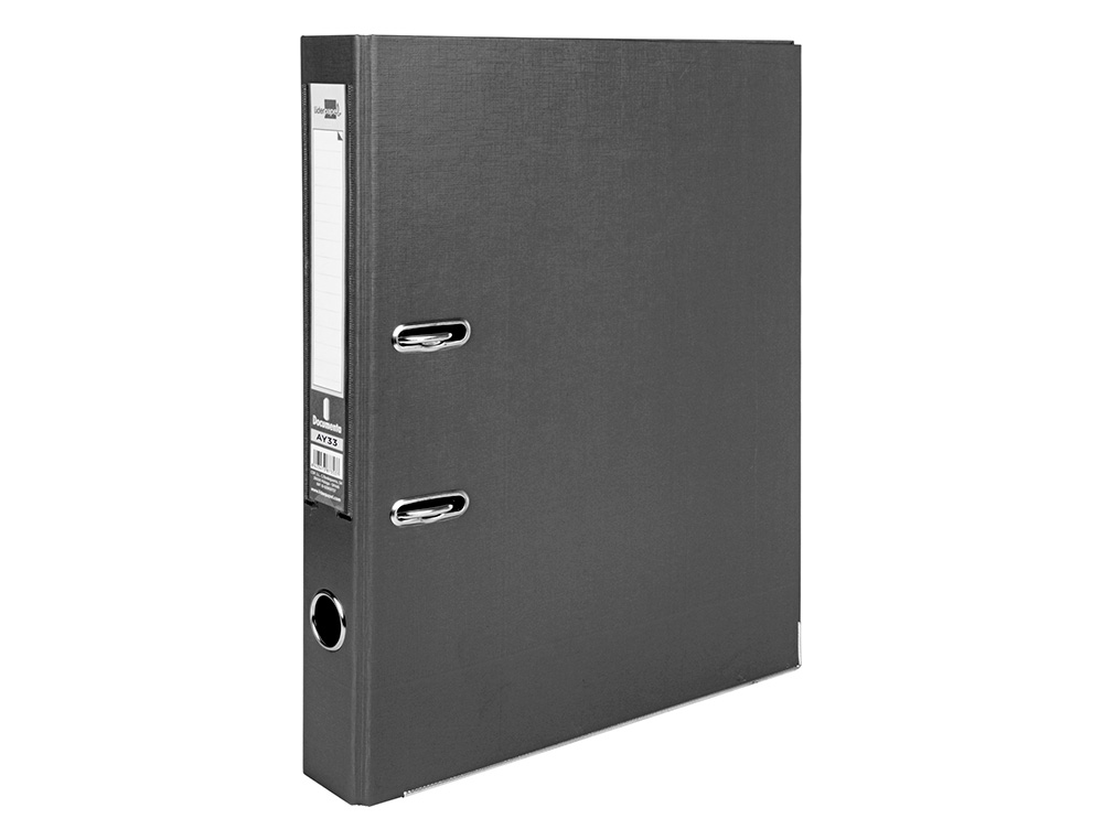 ARCHIVADOR DE PALANCA LIDERPAPEL FOLIO DOCUMENTA FORRADO PVC CON RADO LOMO 52 MM NEGRO COMPRESOR METALICO