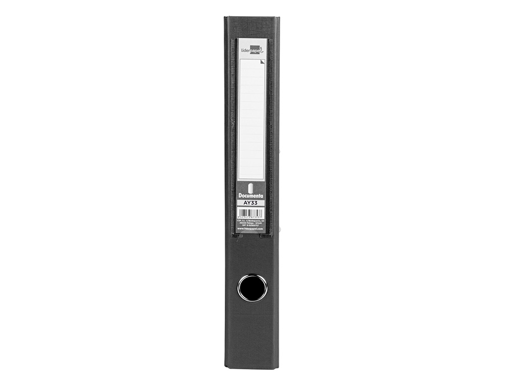 ARCHIVADOR DE PALANCA LIDERPAPEL FOLIO DOCUMENTA FORRADO PVC CON RADO LOMO 52 MM NEGRO COMPRESOR METALICO