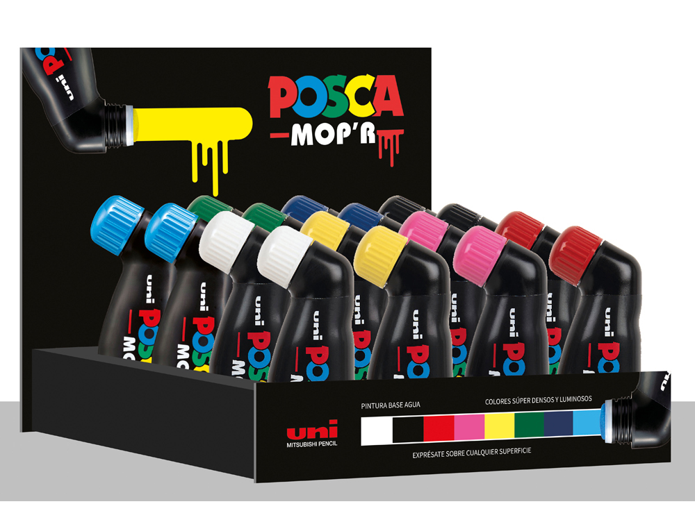 ROTULADOR UNI POSCA MOP R PCM-22 MARCADOR DE PINTURA REDONDA 3-19 MM EXPOSITOR DE 16 UNIDADES COLORES SURTIDOS